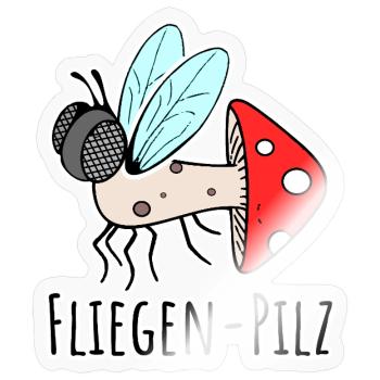 Fly agaric - half fly, half mushroom - Sticker size S (10 x 10 cm) - transparent glossy - Front