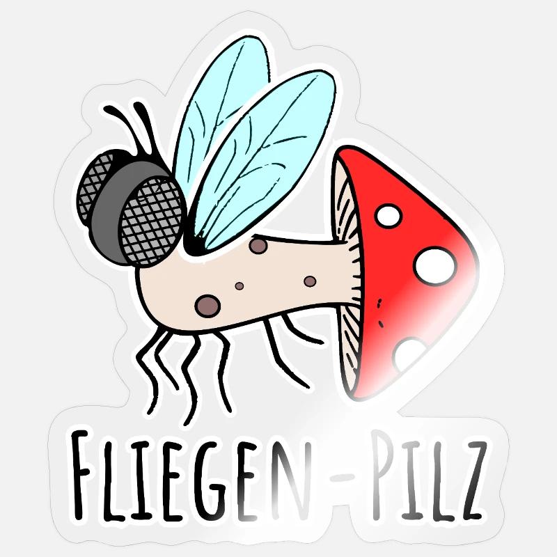 Fliegenpilz - Halb Fliege halb Pilz Sticker Größe S (10 x 10 cm)