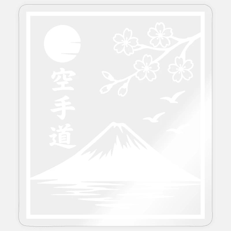 Karate Landschaft - Sticker Größe S (10 x 10 cm) - Transparent glänzend