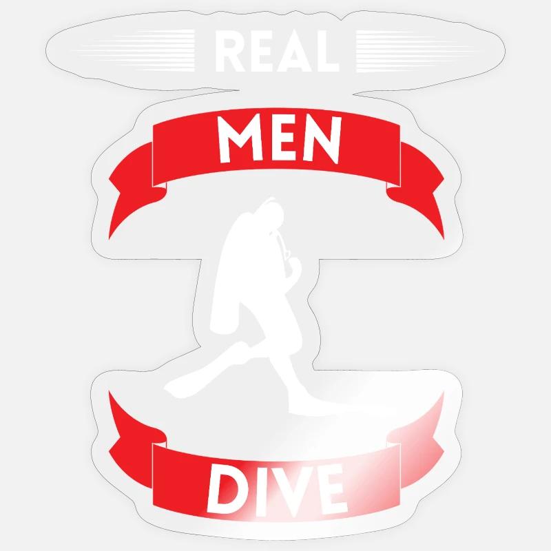 Diving Real Men - Sticker size S (10 x 10 cm) - transparent glossy