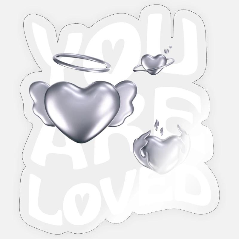 Vous êtes aimé - Sticker taille S (10 x 10 cm) - brillant transparent