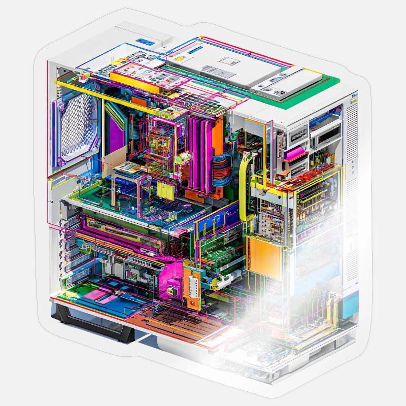 Buntes Innenleben eines Computers Sticker Größe S (10 x 10 cm)