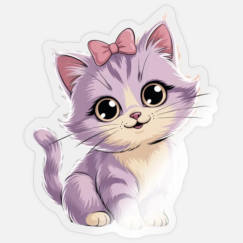 Kitten with bow - customizable Sticker size S (10 x 10 cm)