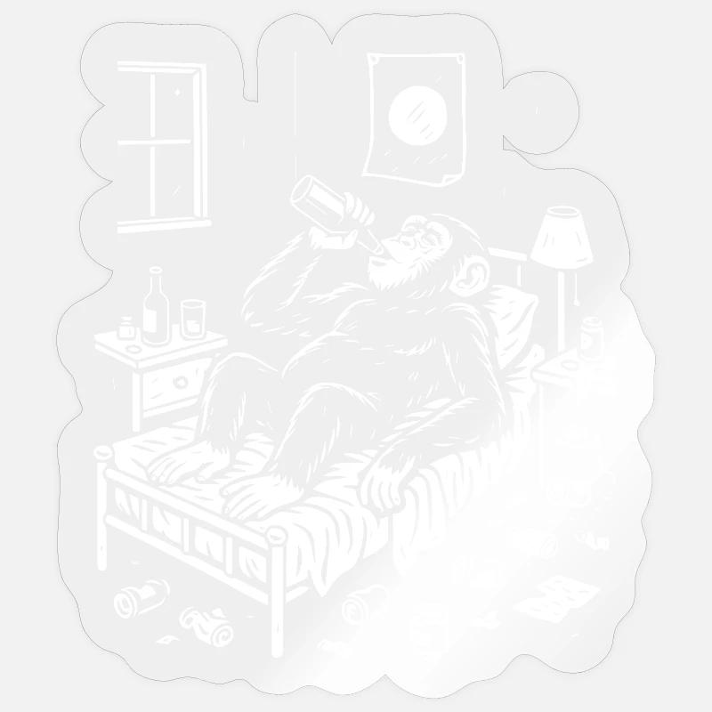 Bedtime Monkey Drinking Nightcap Sticker size S (10 x 10 cm)
