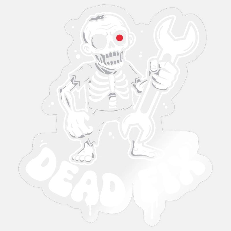 Squelette avec clé à molette Sticker taille S (10 x 10 cm)