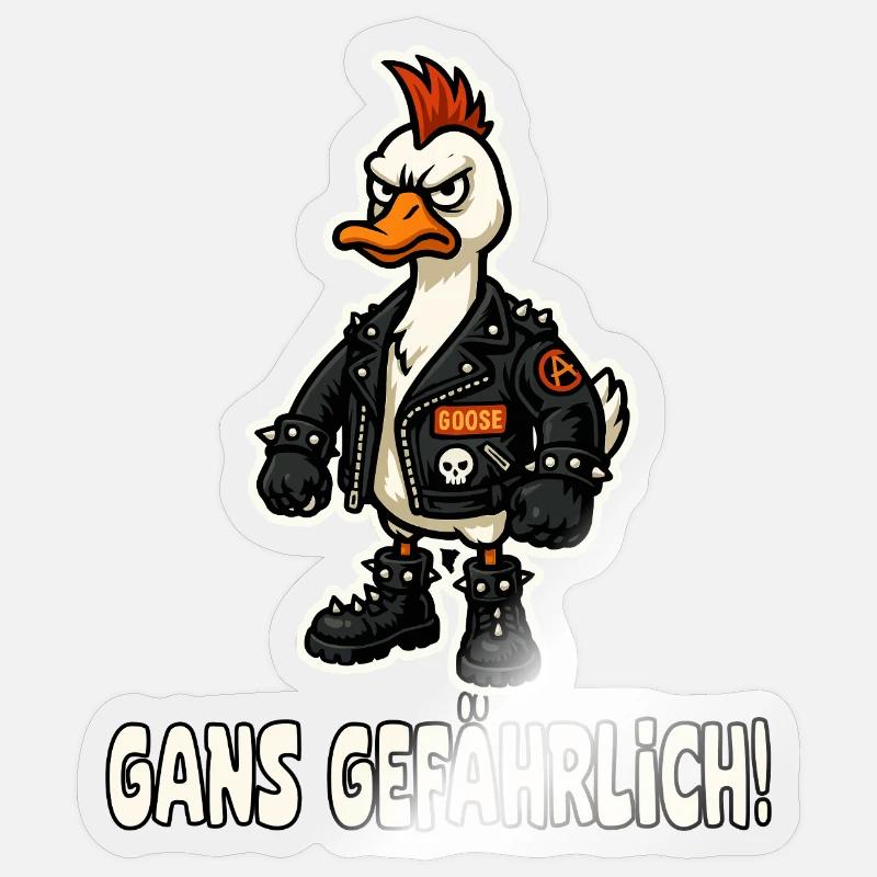 Punk-Gans in Lederjacke - Sticker Größe S (10 x 10 cm) - Transparent glänzend