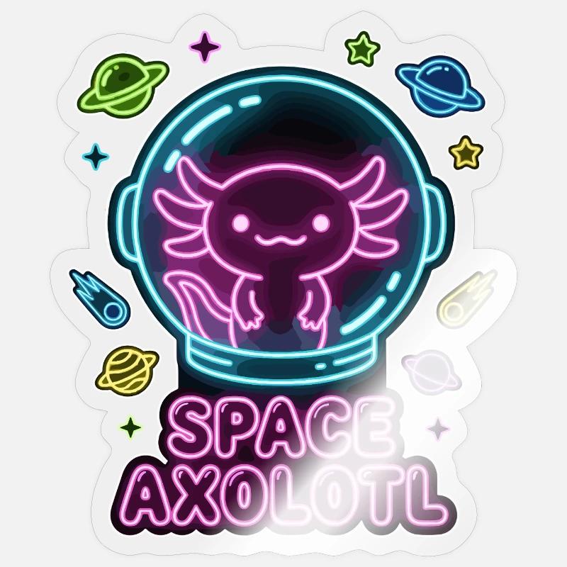 Space Axolotl - Sticker size S (10 x 10 cm) - transparent glossy