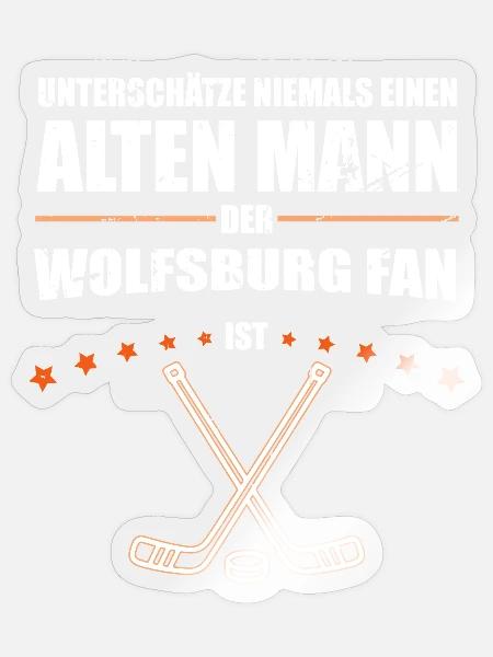Alter Mann - Wolfsburg Eishockey Fan | Vintage - Sticker Größe S (10 x 10 cm) - Transparent glänzend