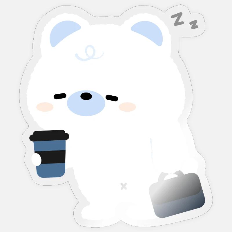 Café de l’ours polaire - Sticker taille S (10 x 10 cm) - brillant transparent