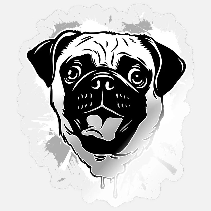 Pug - Sticker size S (10 x 10 cm) - transparent glossy