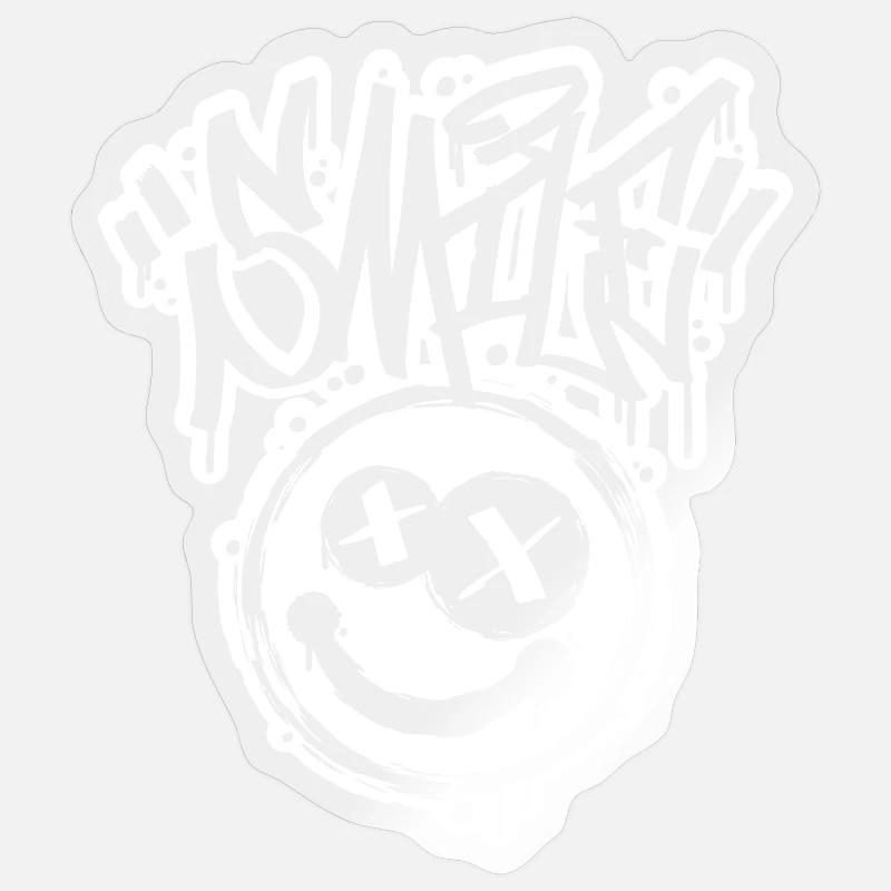 Smile Face Graphitti Letters - Sticker size S (10 x 10 cm) - transparent glossy