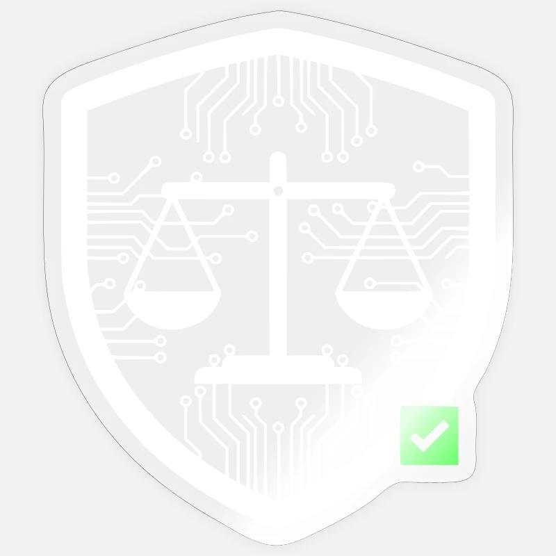 Cyber Security Schild Waage Tech Vektor - Sticker Größe S (10 x 10 cm) - Transparent glänzend