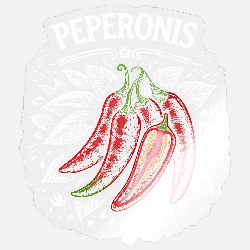 Conception de feuilles brûlantes de pepperoni Sticker taille S (10 x 10 cm)