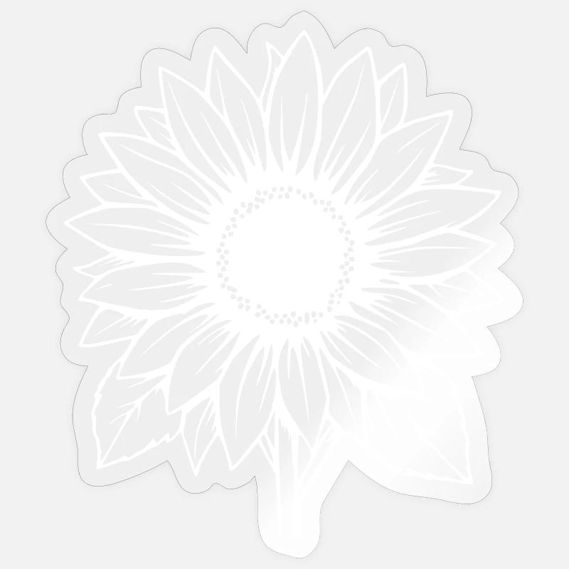 Fleur blanche Fleur blanche Fleurs de tournesol - Sticker taille S (10 x 10 cm) - brillant transparent