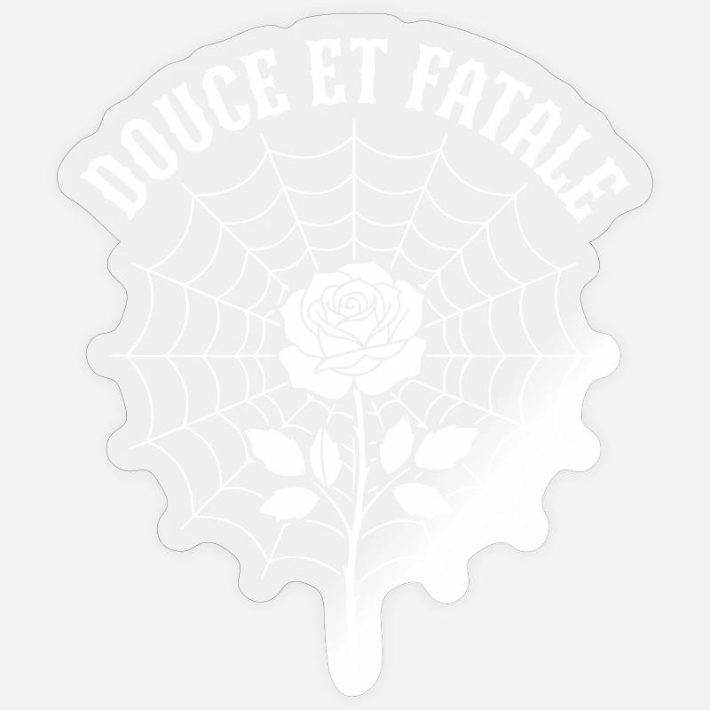 Rose au centre du Web araignée - Sticker taille S (10 x 10 cm) - brillant transparent