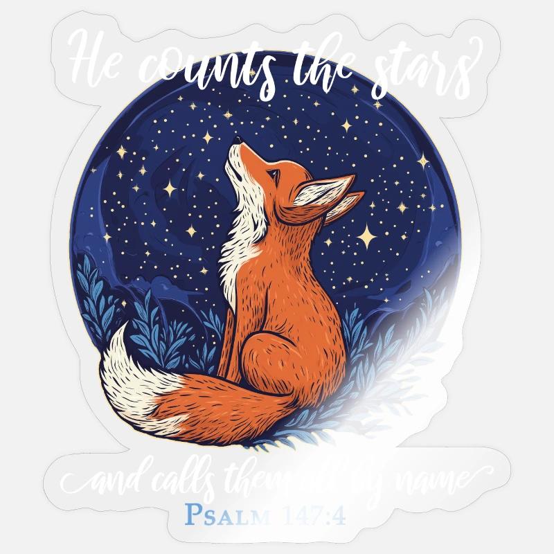 Fox Christian - Sticker size S (10 x 10 cm) - transparent glossy