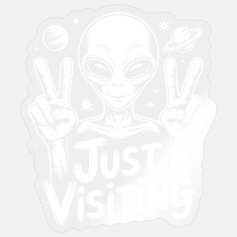 Alien Peace Visitor - Sticker size S (10 x 10 cm) - transparent glossy