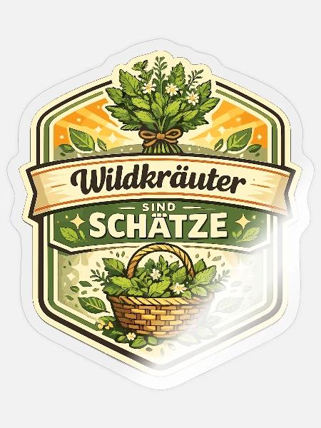 Wildkräuter sind Schätze - Sticker Größe S (10 x 10 cm) - Transparent glänzend