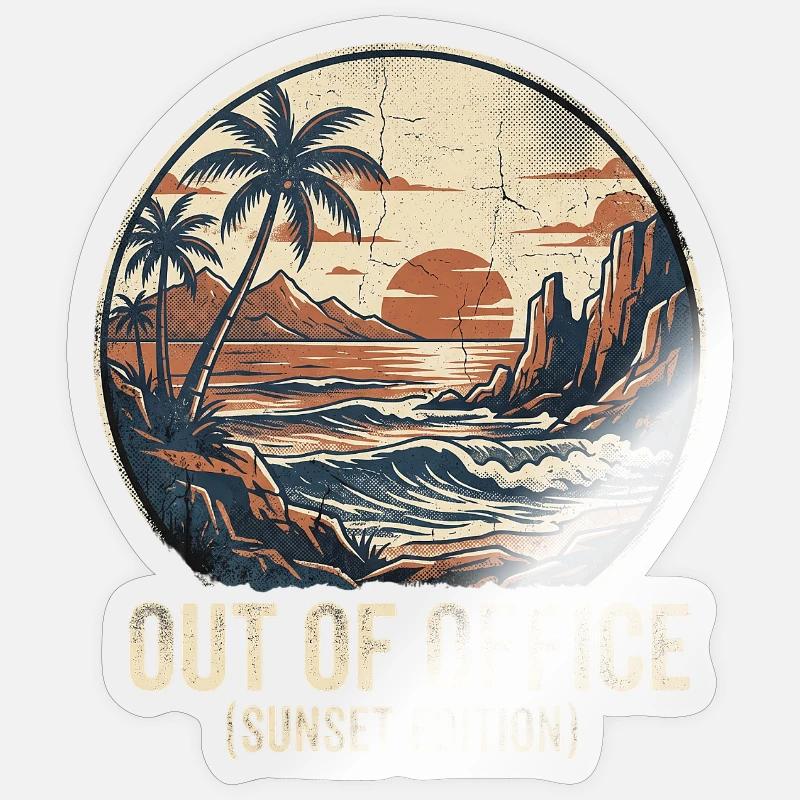 Absent du bureau - Sticker taille S (10 x 10 cm) - brillant transparent