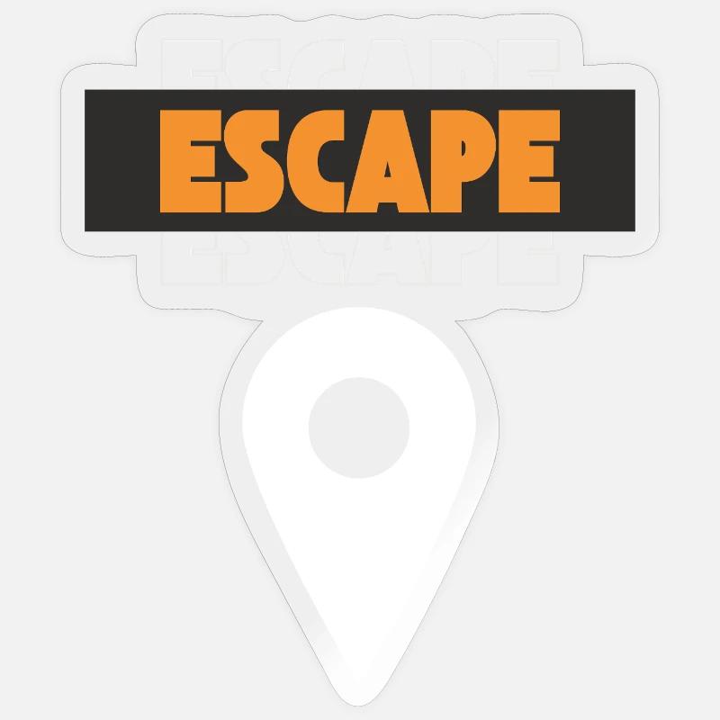 Escape Map-Pin-Design - Sticker Größe S (10 x 10 cm) - Transparent glänzend