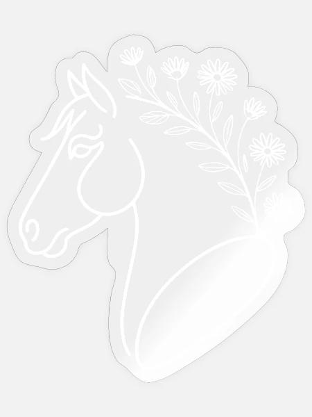 Hengst im Blumenkranz - Sticker Größe S (10 x 10 cm) - Transparent glänzend