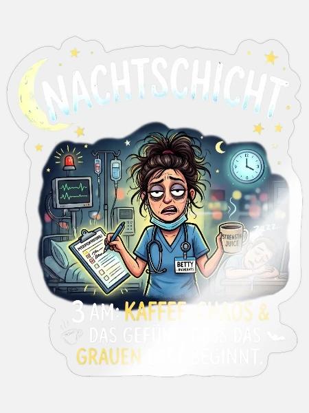 NachtSchicht Chaos Kaffee - Sticker Größe S (10 x 10 cm) - Transparent glänzend