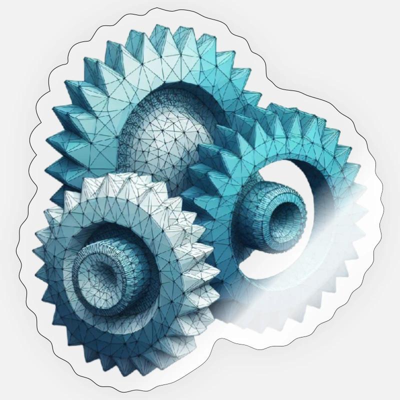 Zahnräder Polygon - Sticker Größe S (10 x 10 cm) - Transparent glänzend