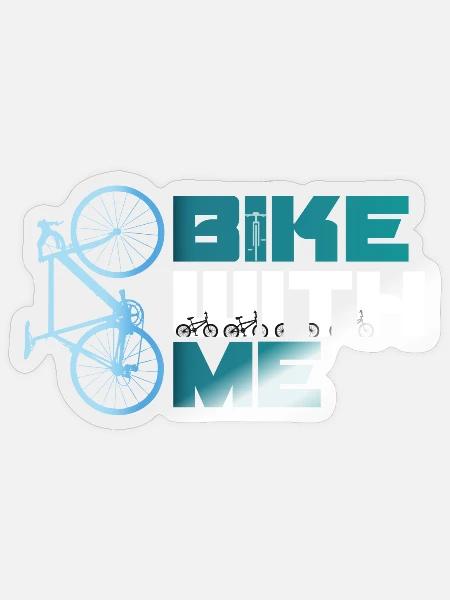 bike with me Fahrrad Rad bmx MTB Rennrad blau Team - Sticker Größe S (10 x 10 cm) - Transparent glänzend