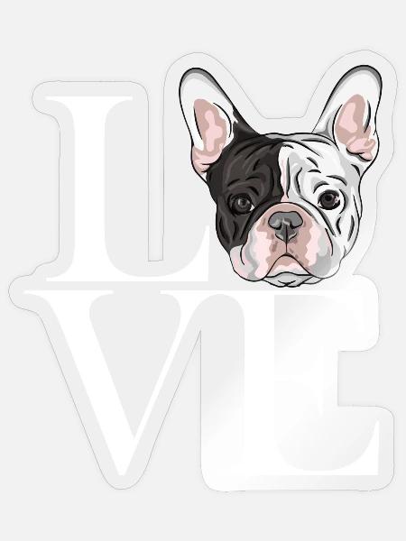 franz Bulldogge white - Sticker Größe S (10 x 10 cm) - Transparent glänzend