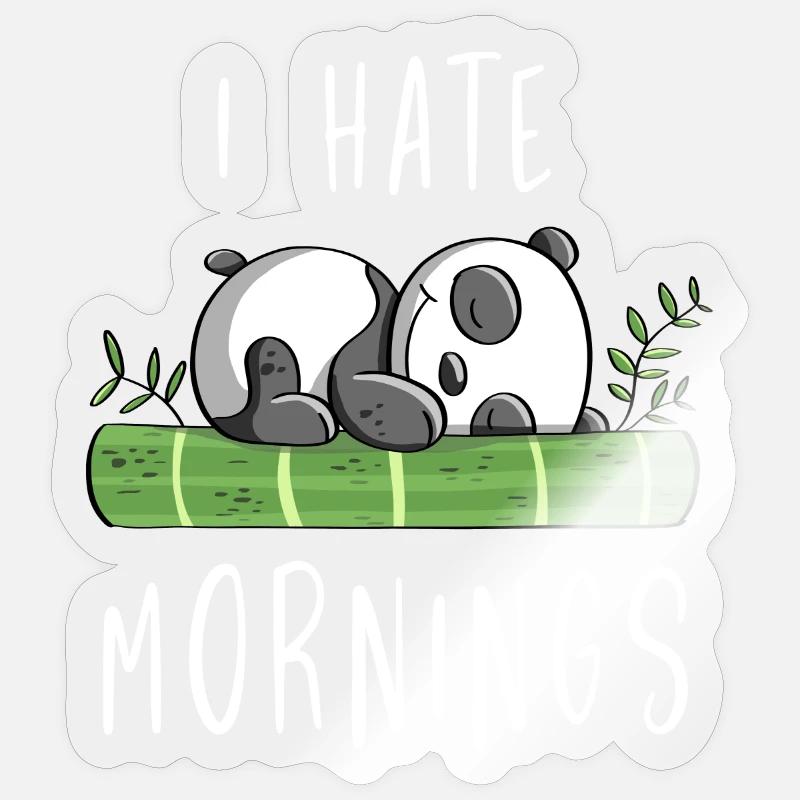 Je déteste les matins - Bamboo Panda Bear - Comic Sticker taille S (10 x 10 cm)