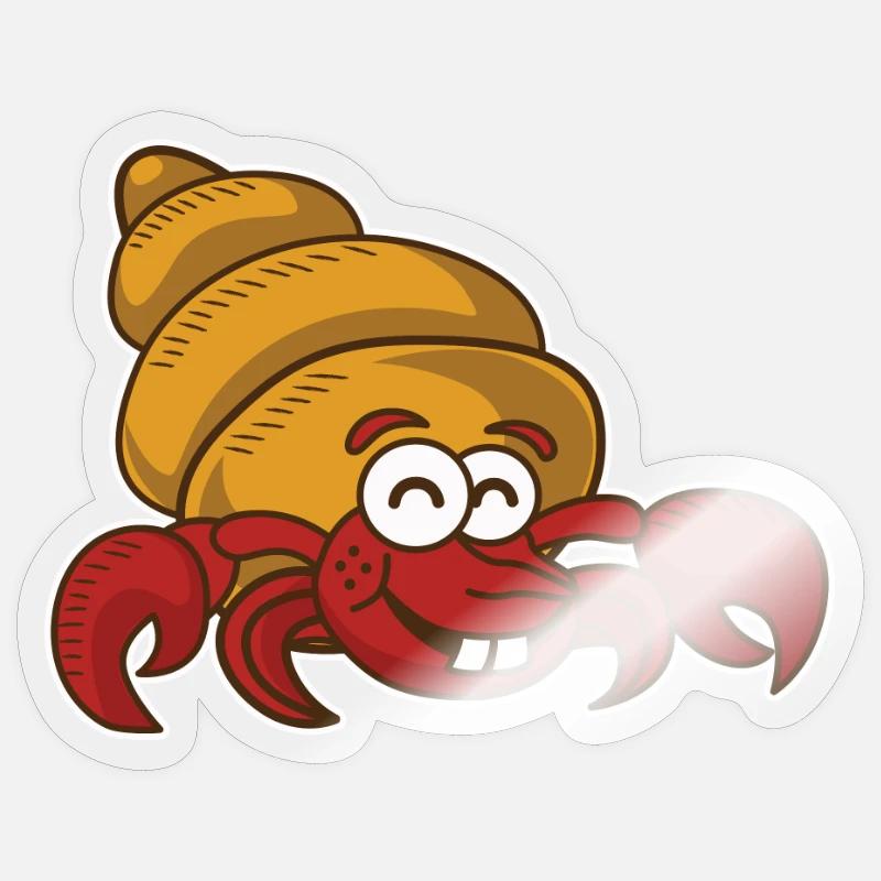 Crabe crustacé - Sticker taille S (10 x 10 cm) - brillant transparent