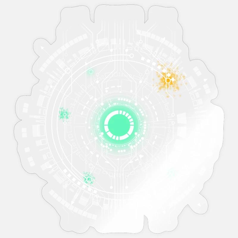 nerd CPU core ordinateur code pc carte spatiale - Sticker taille S (10 x 10 cm) - brillant transparent
