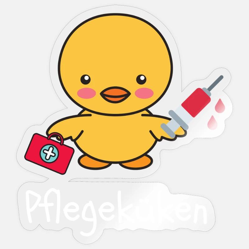 Pflegeküken - Neu in der Pflege oder Azubi? - Sticker Größe S (10 x 10 cm) - Transparent glänzend