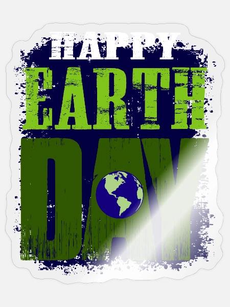 HAPPY EARTH DAY Motivationsdesign - Sticker Größe S (10 x 10 cm) - Transparent glänzend