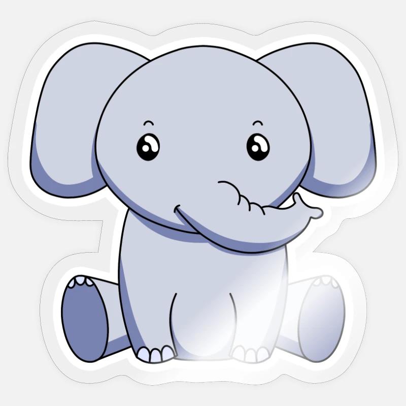 éléphant - Sticker taille S (10 x 10 cm) - brillant transparent
