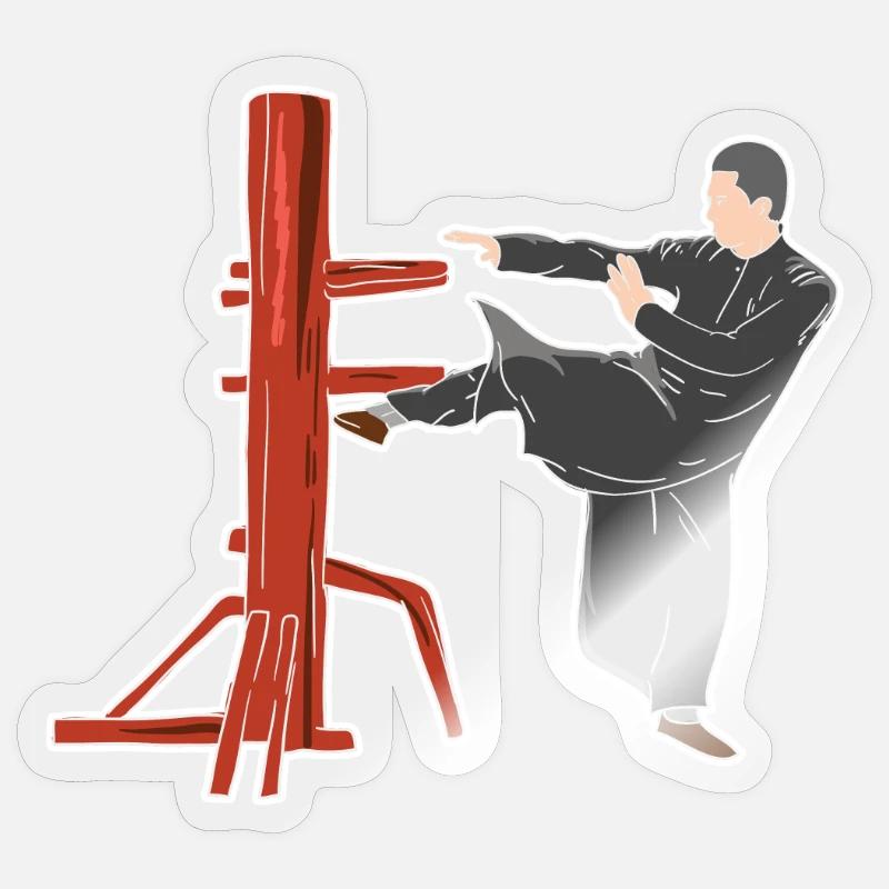 Pose de combat de Wing Chun - Sticker taille S (10 x 10 cm) - brillant transparent