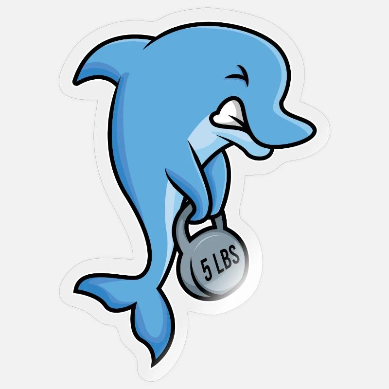 conception forte de forme physique de dauphin Sticker taille S (10 x 10 cm)