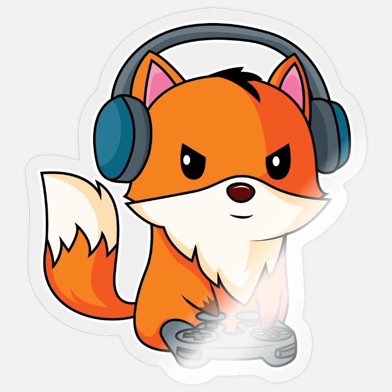 Gaming Fox - Conception Fox Player - Sticker taille S (10 x 10 cm) - brillant transparent
