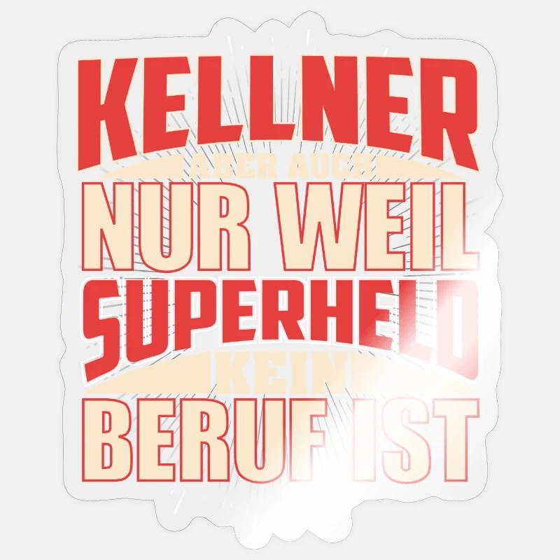 Kellner Superheld - Sticker Größe S (10 x 10 cm) - Transparent glänzend