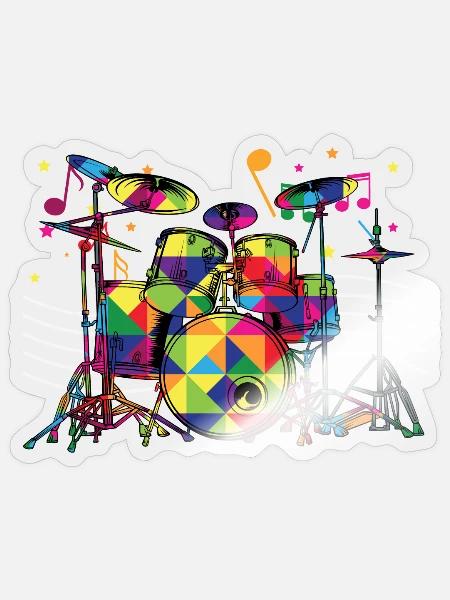 Kaleidoskop-Schlagzeug - Sticker Größe S (10 x 10 cm) - Transparent glänzend