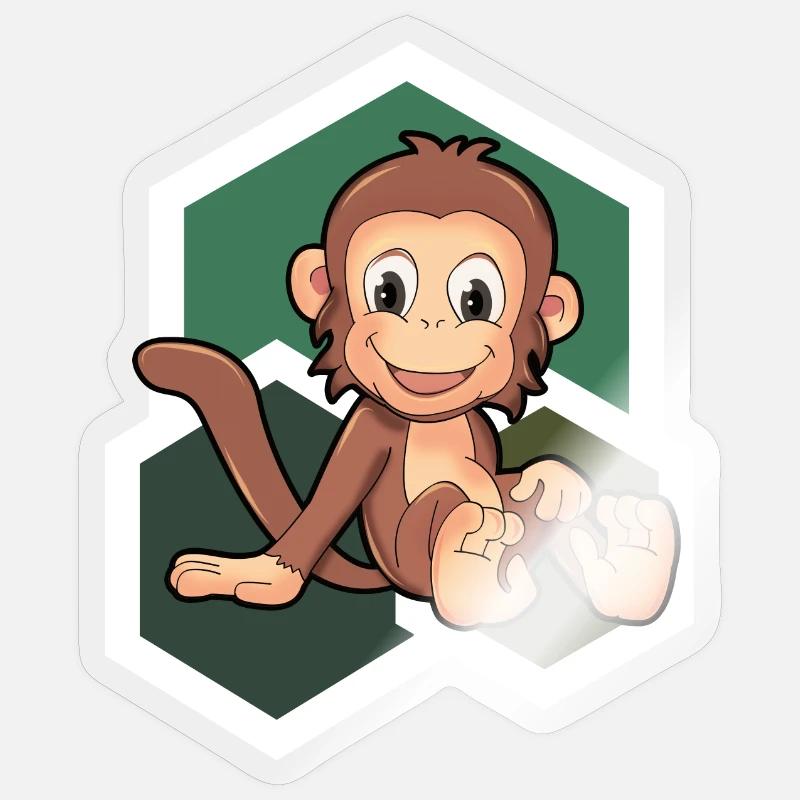 Cute Monkey - Sticker size S (10 x 10 cm) - transparent glossy