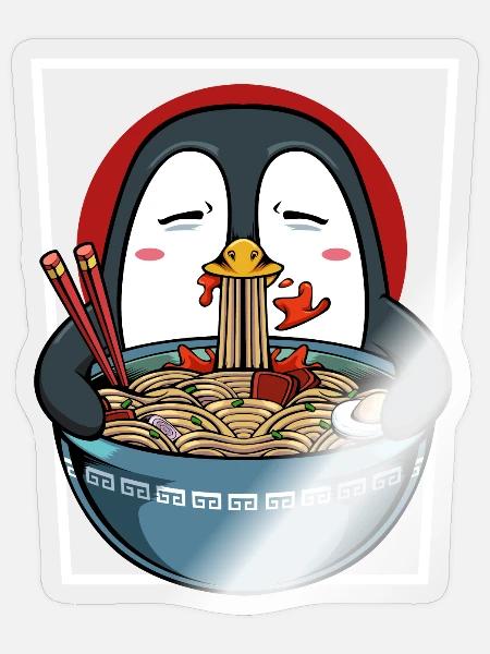 Pinguin Nudelnzauber - Sticker Größe S (10 x 10 cm) - Transparent glänzend