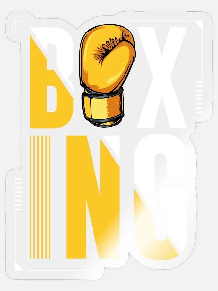 Boxing Typografie mit Handschuhgrafik - Sticker Größe S (10 x 10 cm) - Transparent glänzend