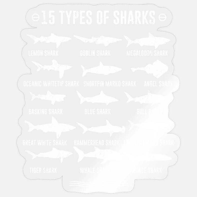 Requins - 15 types de requins Sticker taille S (10 x 10 cm)