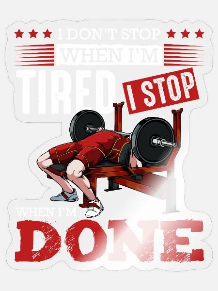 Durchhalten beim Krafttraining - Sticker Größe S (10 x 10 cm) - Transparent glänzend