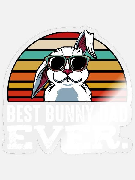 Best Bunny Dad Ever Retro - Sticker Größe S (10 x 10 cm) - Transparent glänzend