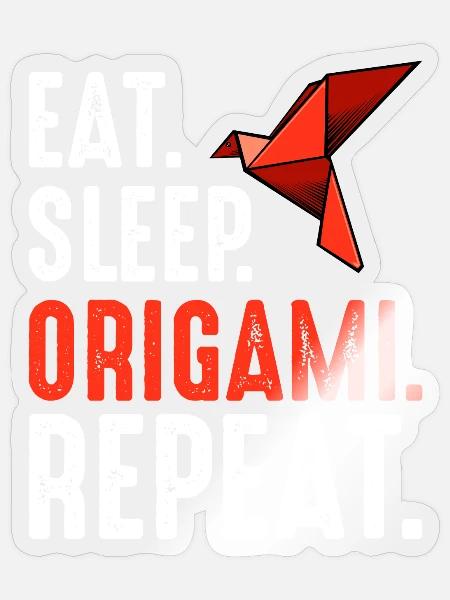 Origami Rhythm: Eat Sleep Repeat - Sticker Größe S (10 x 10 cm) - Transparent glänzend