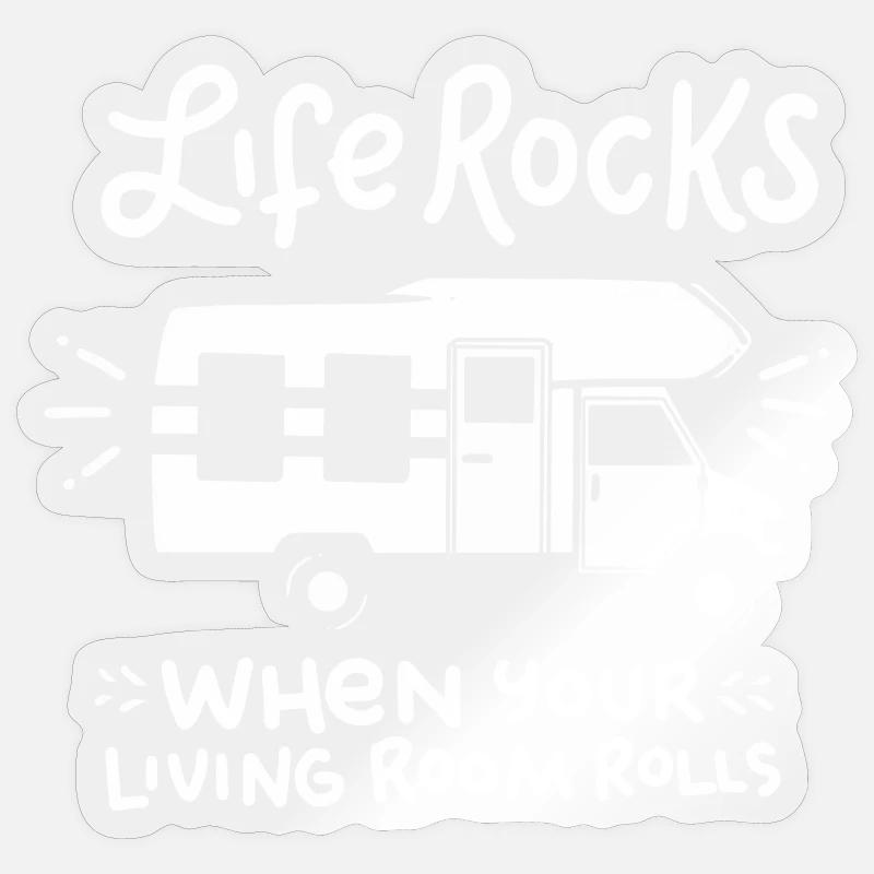 camping - Sticker taille S (10 x 10 cm) - brillant transparent