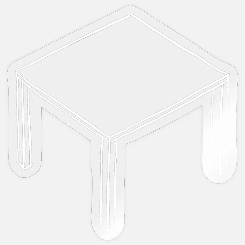 Table blanc - Sticker taille S (10 x 10 cm) - brillant transparent