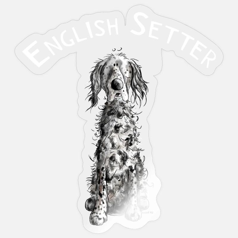 Drolliger Englischer Setter I Hunde Comic Geschenk - Sticker Größe S (10 x 10 cm) - Transparent glänzend